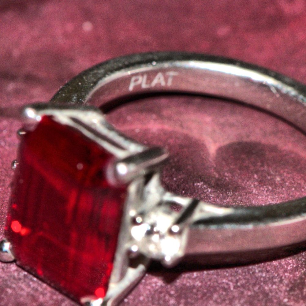 Emerald Cut Ruby Engagement Ring - image 5
